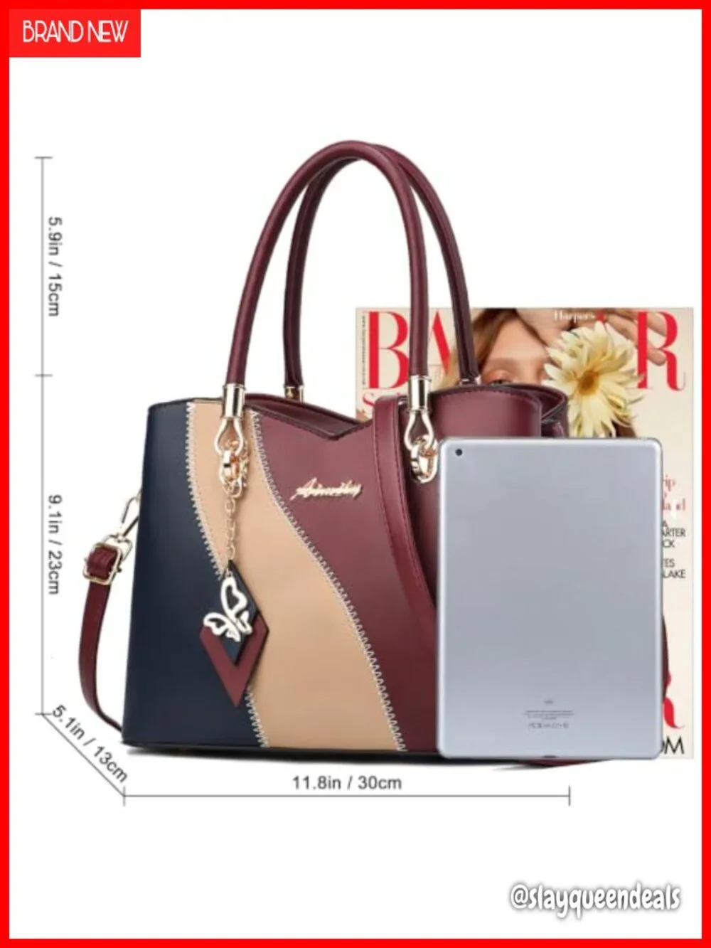 Women's Satchel Tote PU Leather Shoulder Handbag with Crossbody Strap